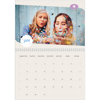 Calendário fotográfico duplo A4 — Aniversário icónico