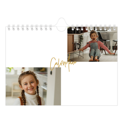 Calendário A5 horizontal — Marcador dourado [capa]