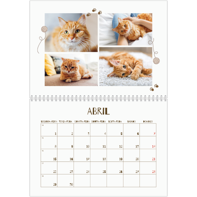 Calendário A4 duplo — Gatinho brincalhão [Abril]