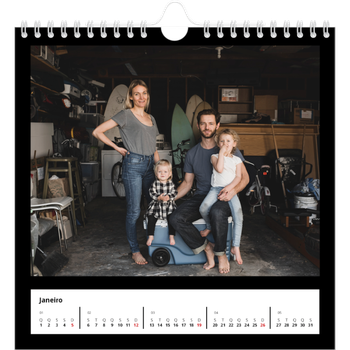 Calendário fotográfico quadrado — Margem preta