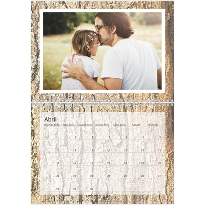 Calendário A4 duplo — Casca de árvore [Abril]