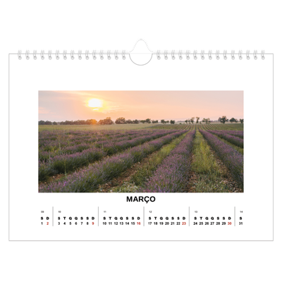 Calendário A4 horizontal — Fotografia simples [Março]