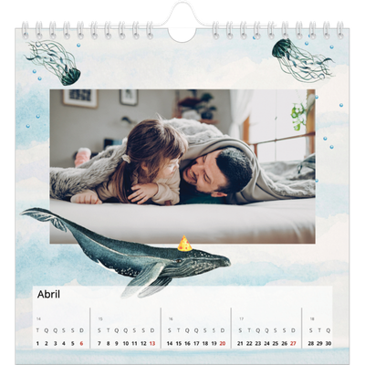 Calendário quadrado — Animais em aguarela [Abril]