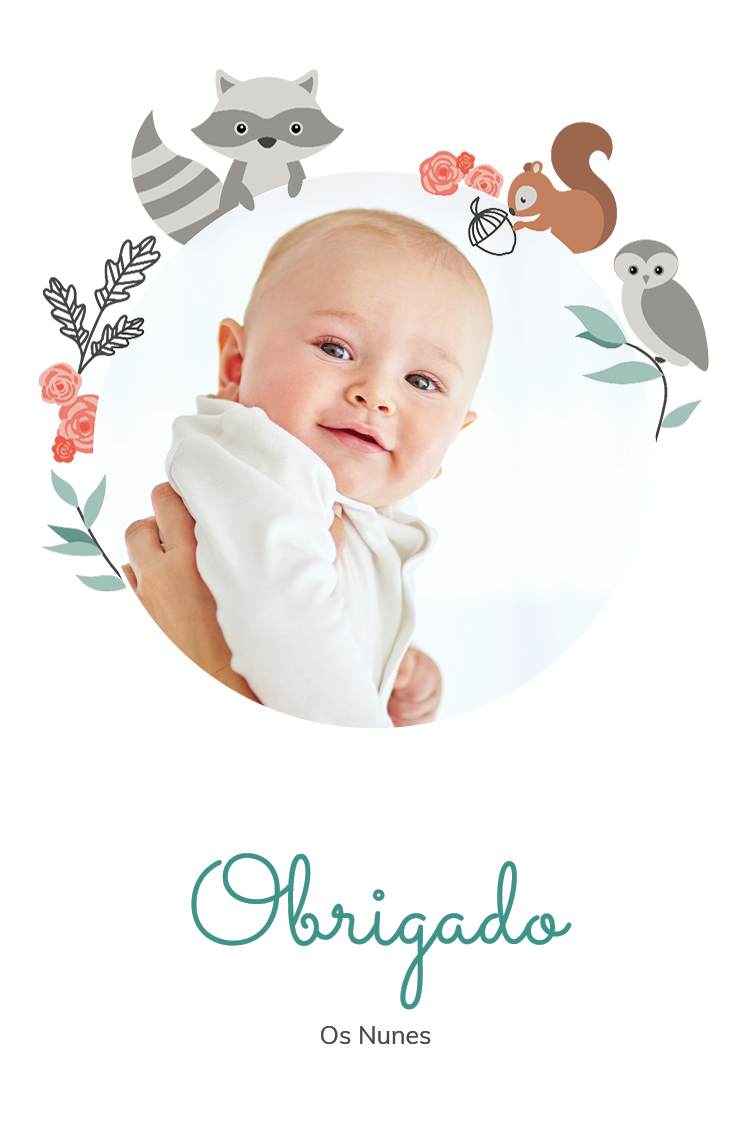 Cartões de agradecimento — Moldura de coroa de flores da floresta