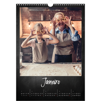 Calendário fotográfico A3 — Estilo de quadro-negro