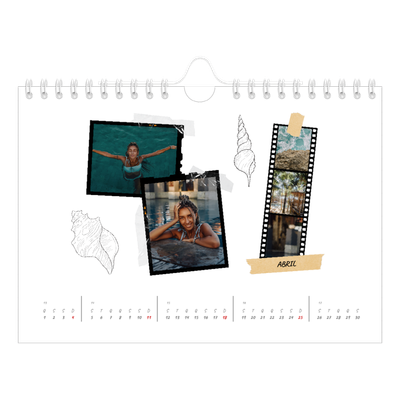 Calendário A5 horizontal — Estilo de álbum de recortes [Abril]