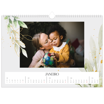 Calendário fotográfico horizontal A3 — Salpicos florais