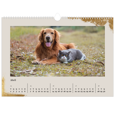 Calendário A3 Horizontal — Classic Gold [Abril]