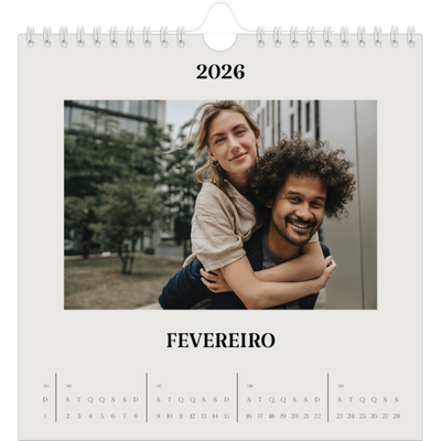 Calendário quadrado — Marfim simples [Fevereiro]
