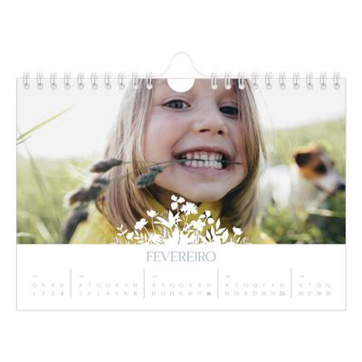 Calendário A5 horizontal — Motivo floral [Fevereiro]