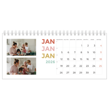 Calendário de Fotografias de Mesa — Tipo de letra colorida