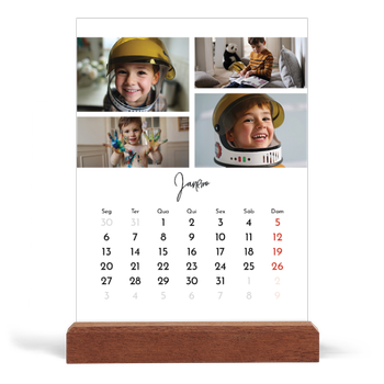Calendário de mesa com suporte em madeira - vertical — Arranjos fotográficos