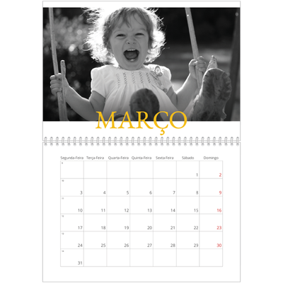 Calendário A4 duplo — Estilo Heritage [Março]