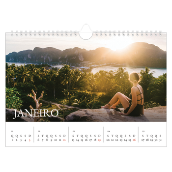 Calendário de Fotografias A4 Paisagem — Serifa simples