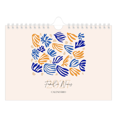 Calendário A5 horizontal — Coral minimalista [capa]