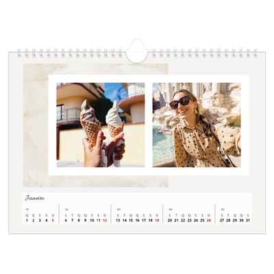 Calendário A4 horizontal — Tons mudos [Janeiro]
