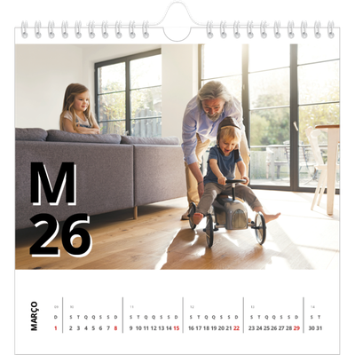 Calendário quadrado — Estilo de carta [Março]