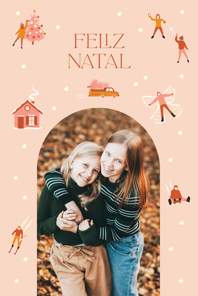 Cartões — Anjo da neve e esquis