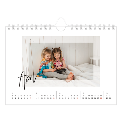 Calendário A5 horizontal — Moldura transparente [Abril]