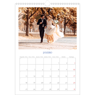 Calendário A3 — Clássico cobalto [Janeiro]
