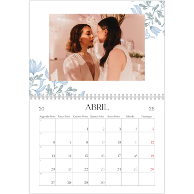 Calendário A4 duplo — Floral elegante [Abril]