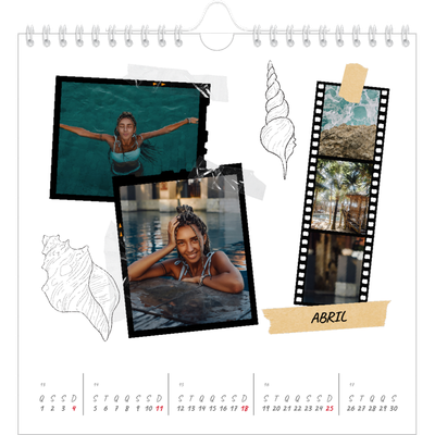 Calendário quadrado — Estilo de álbum de recortes [Abril]
