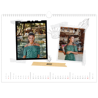 Calendário A3 Horizontal — Estilo de álbum de recortes [Maio]