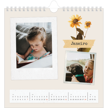 Calendário fotográfico quadrado — Álbum de recortes vintage