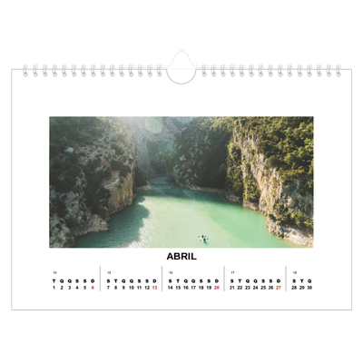 Calendário A4 horizontal — Fotografia simples [Abril]