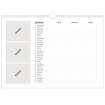 Calendário fotográfico horizontal A3 — Desenhe o seu próprio produto - Família de 3