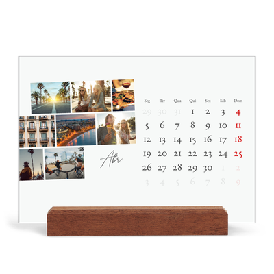 Calendário de mesa com suporte em madeira - horizontal  — Férias na cidade [Abril]