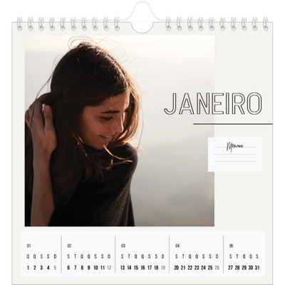 Calendário quadrado — Nota para si próprio [Janeiro]