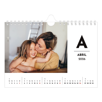 Calendário A5 horizontal — Destaque da letra [Abril]