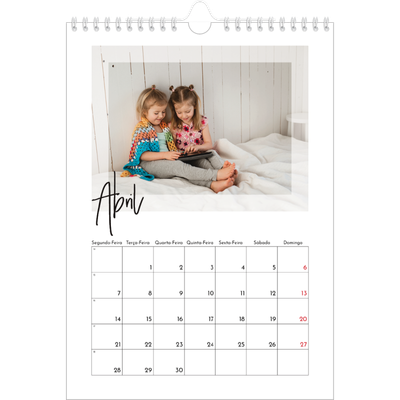 Calendário fotográfico A4 — Moldura transparente [Abril]