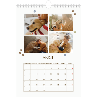 Calendário fotográfico A4 — Cãozinho brincalhão [Abril]
