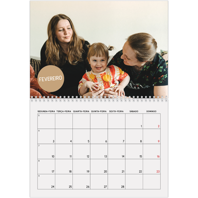 Calendário A4 duplo — Autocolante de fotografia [Fevereiro]