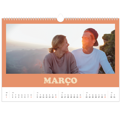 Calendário A3 Horizontal — Molduras retro [Março]