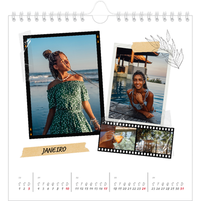 Calendário quadrado — Estilo de álbum de recortes [Janeiro]