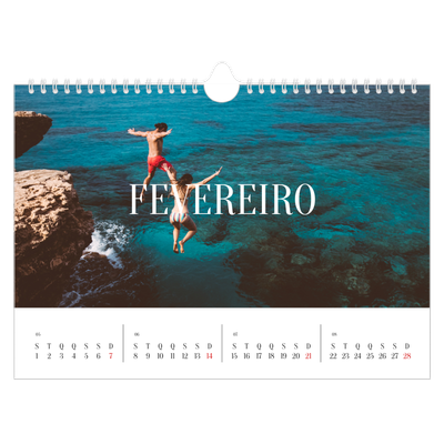 Calendário A4 horizontal — Escapadinha infinita [Fevereiro]