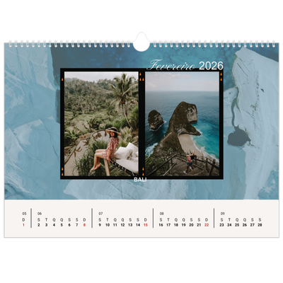 Calendário A3 Horizontal — Aventura e desejo de viajar [Fevereiro]