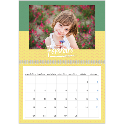 Calendário A4 duplo — Cor e padrão [Fevereiro]