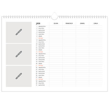 Calendário fotográfico horizontal A3 — Desenhe o seu próprio produto - Família de 4