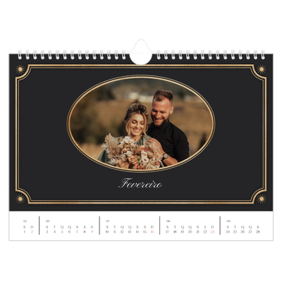 Calendário A4 horizontal — Clássico vintage [Fevereiro]