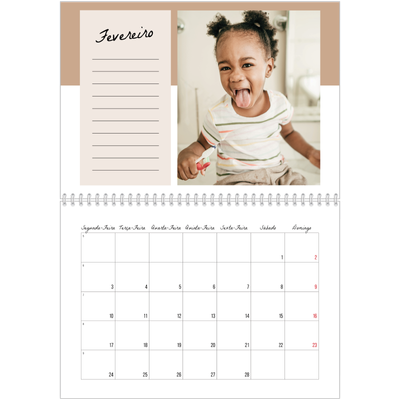 Calendário A4 duplo — Calendário da lista [Fevereiro]