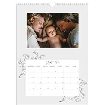 Calendário fotográfico A3 — Flores desenhadas à mão