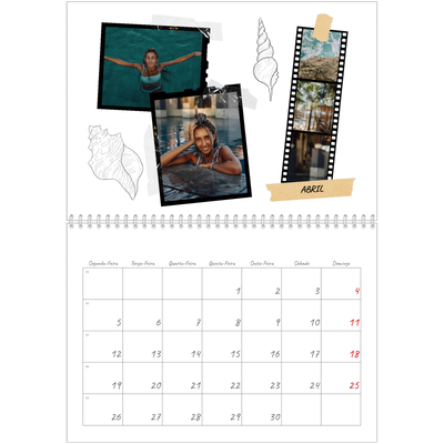 Calendário A4 duplo — Estilo de álbum de recortes [Abril]
