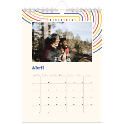Calendário A5 — Linhas retro [Abril]