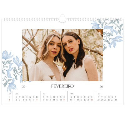 Calendário A3 Horizontal — Floral elegante [Fevereiro]