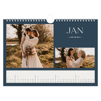 Calendário de Fotografias A4 Paisagem — Ardósia e serifas
