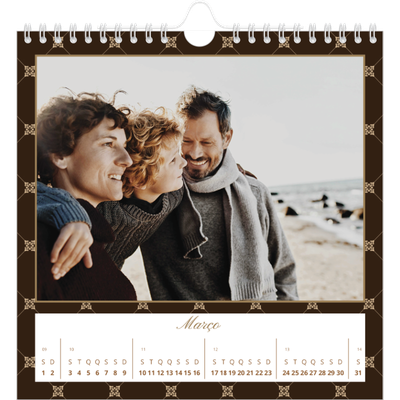 Calendário quadrado — Vintage monocromático [Março]